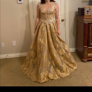 Gold evening gown